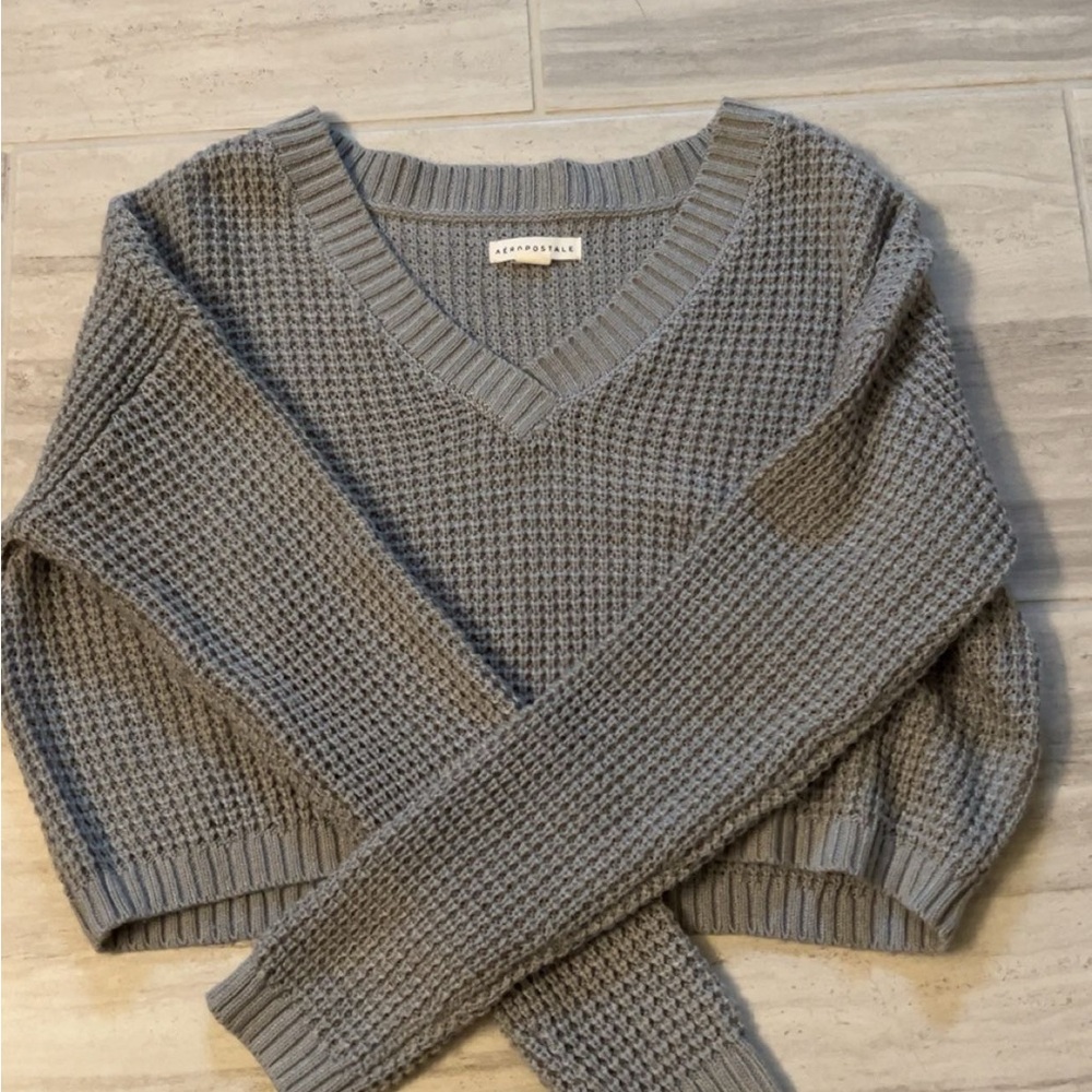 Gray V-Neck Sweater